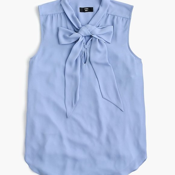 J. Crew Tops - J. Crew Blouse Drapey Tie-neck Sleeveless Bow Pale Blue Item L7237 Large